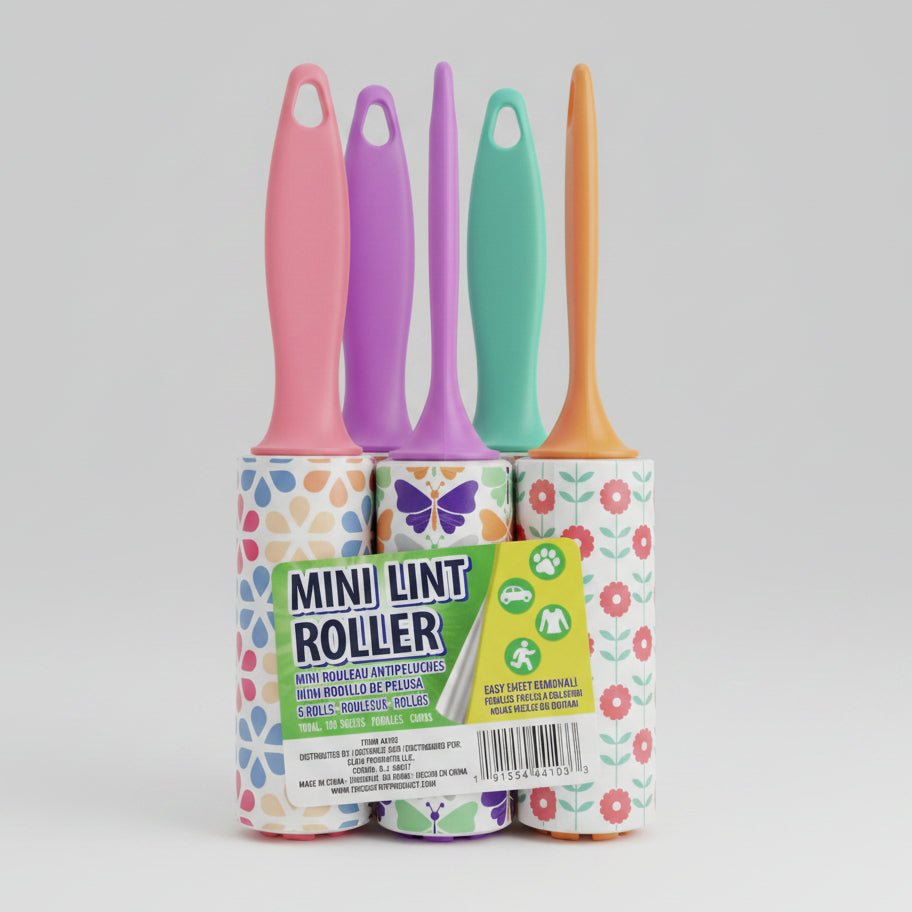 Mini Lint Roller Set – 5 Rollers (150 Total Sheets)