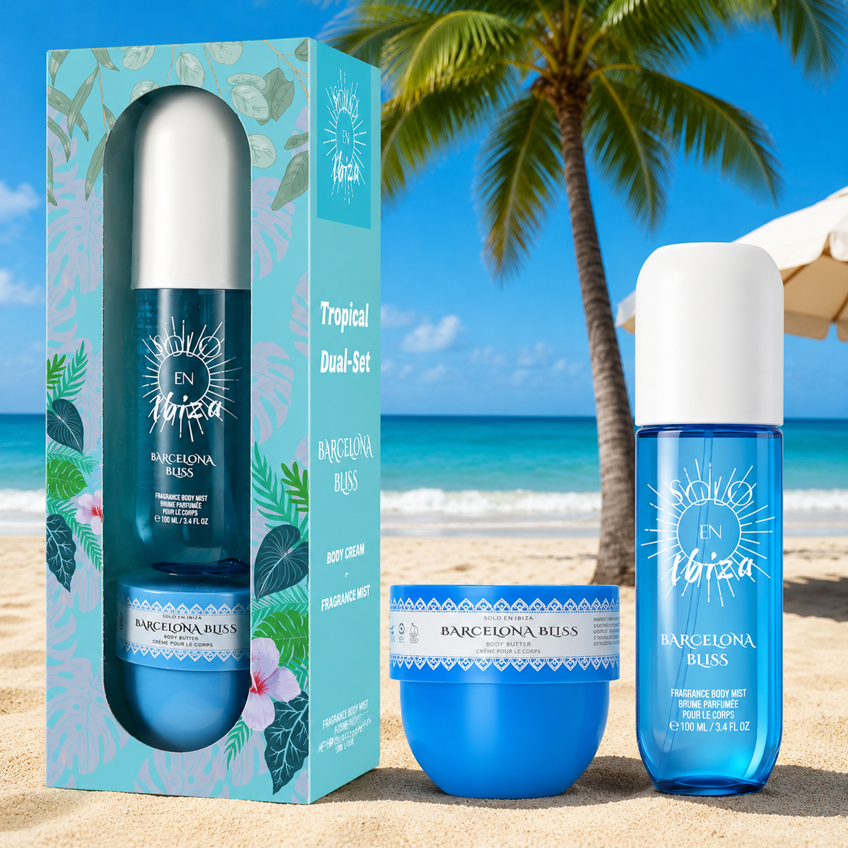 Barcelona Bliss 2-Piece Set, Solo En Ibiza Fragrance Mist and Body Cream Gift Box