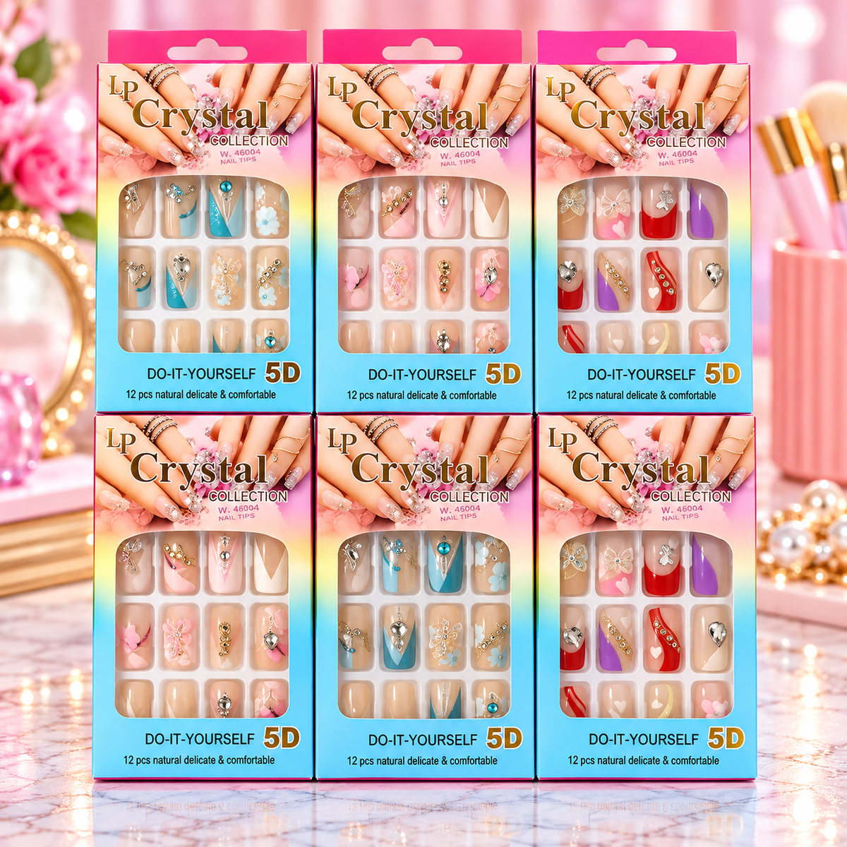 💅 Crystal Collection 5D Press-On Nails – Assorted Glam Designs