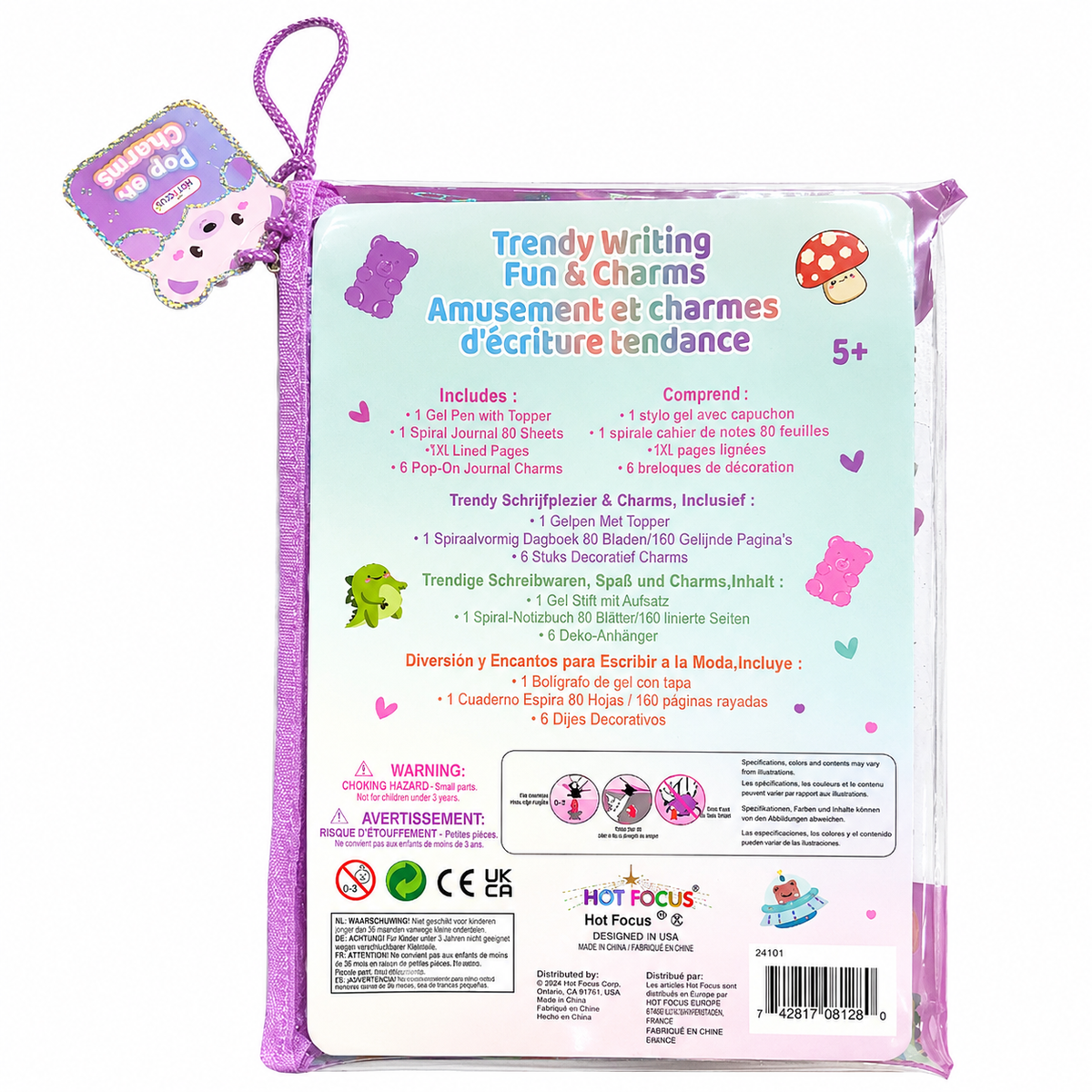 Hot Focus Pop On Charms Journal & Stationery Set