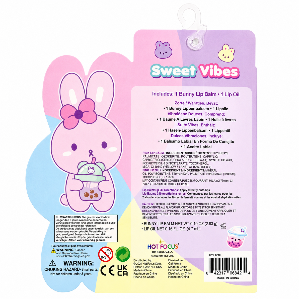 Hot Focus Sweet Vibes Lip Oil & Lip Balm Gift Set – Bunny or Bear