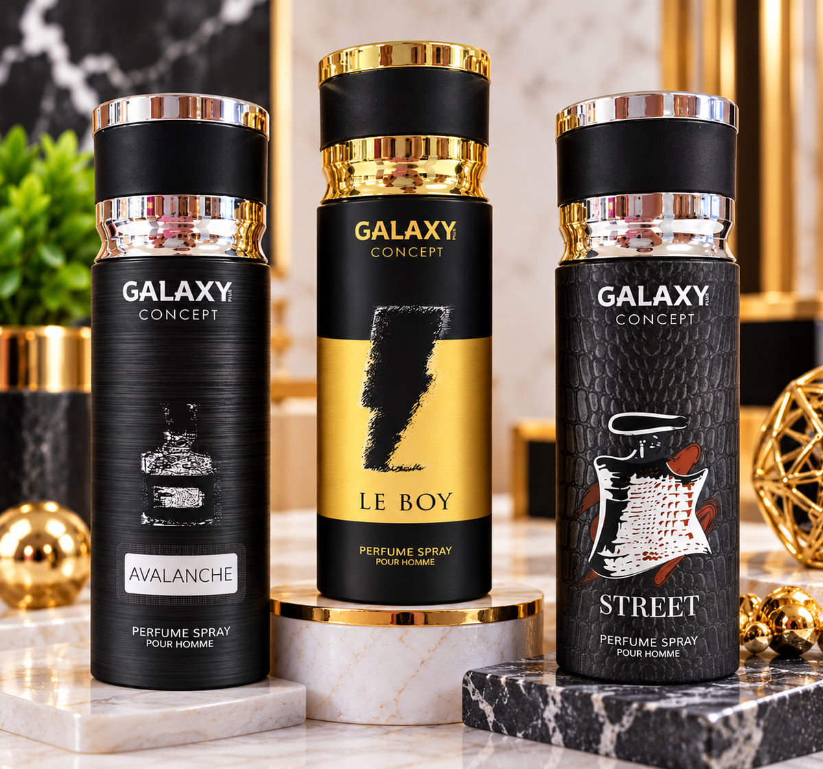 Galaxy Concept Men's Perfume Spray Collection – Avalanche, Le Boy & Street