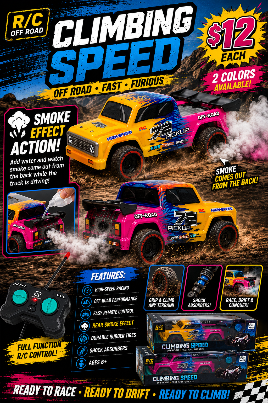 Remote Control Climbing Speed Pickup Truck
