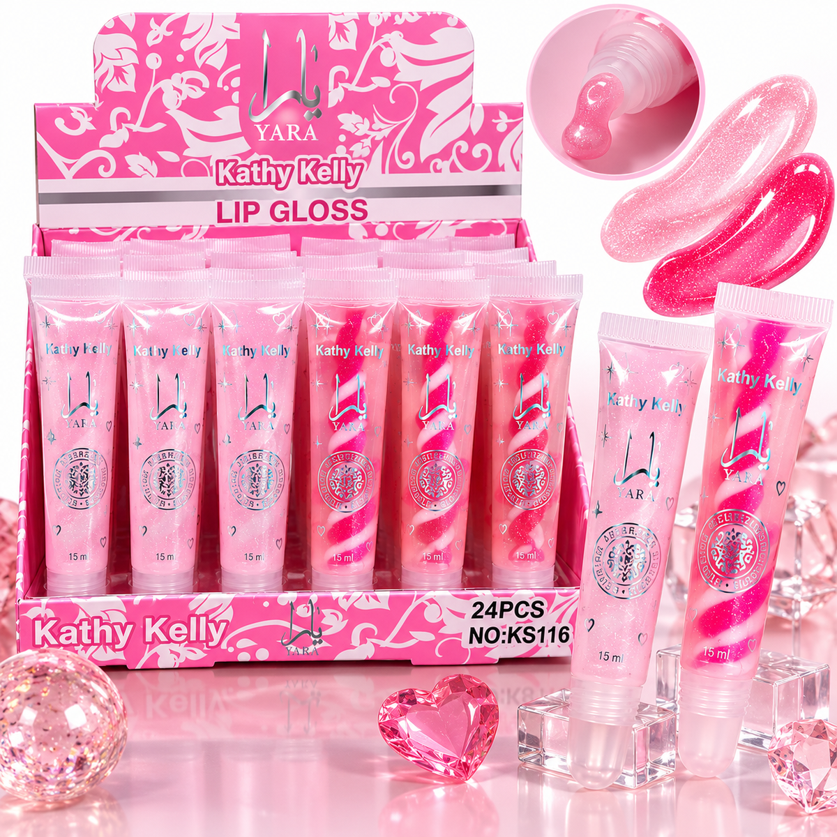 Kathy Kelly Yara Moisturizing Lip Gloss – 15ml | 24-Piece Display Box