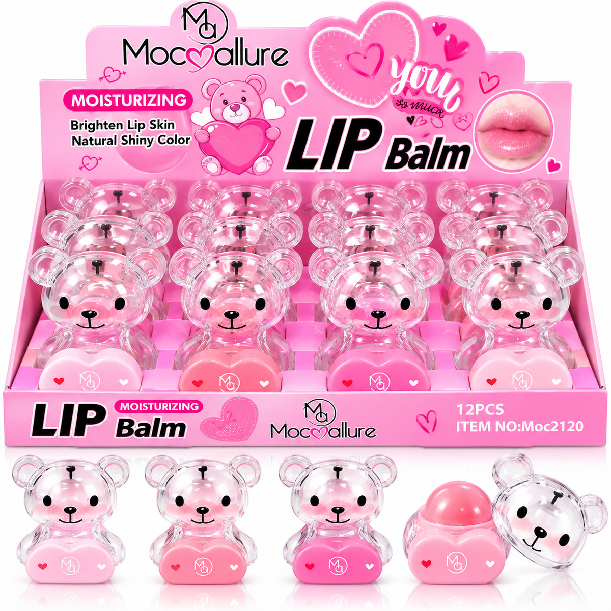 🧸 Mocallure Teddy Bear Moisturizing Lip Balm