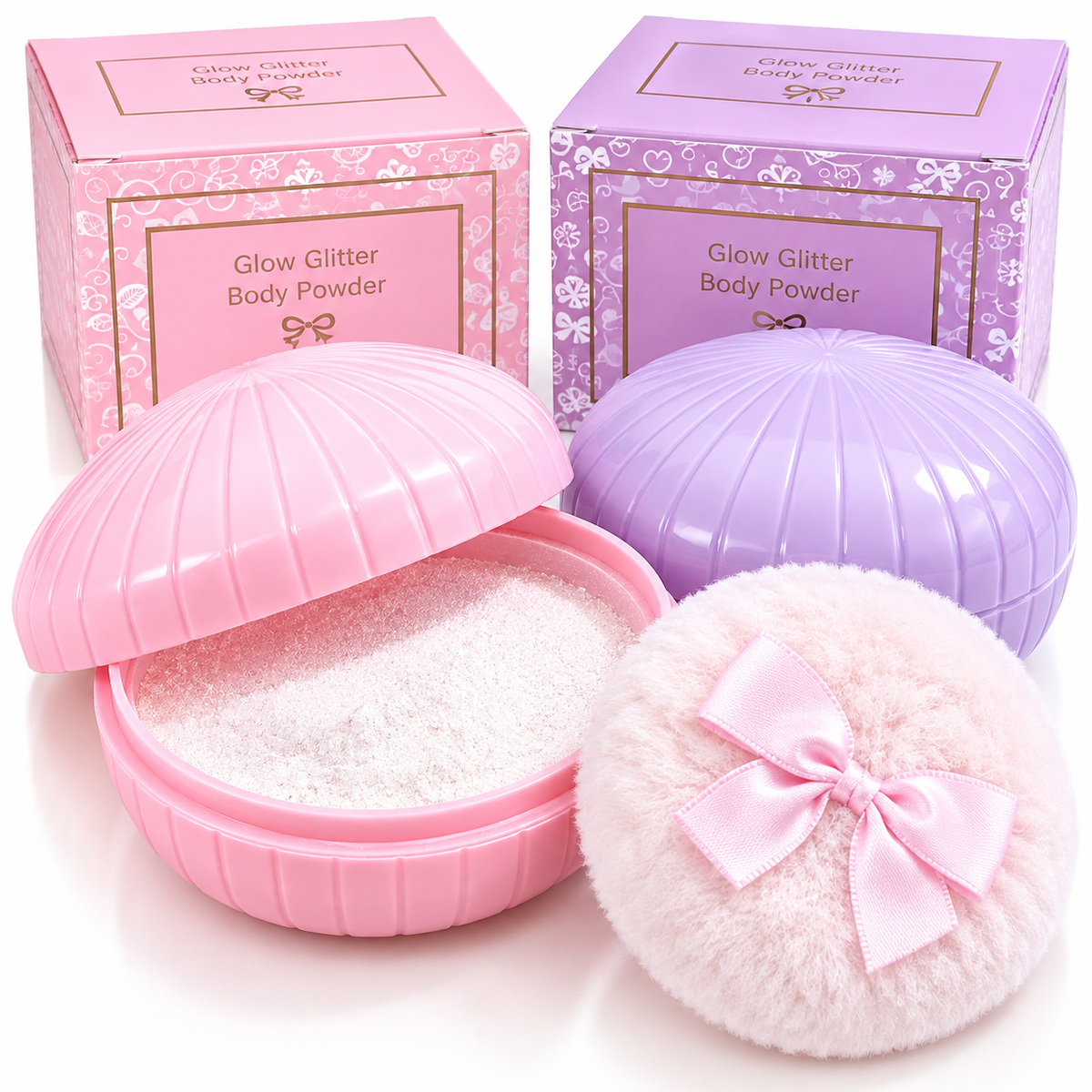 ✨ Glow Glitter Body Powder with Plush Puff