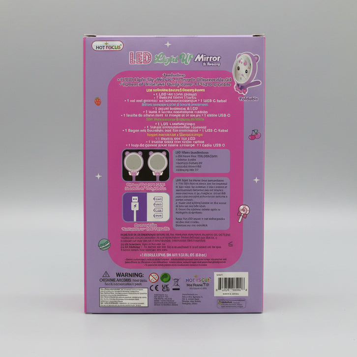 Hot Focus LED Light-Up Mirror & Beauty Set – Purple Glimmer