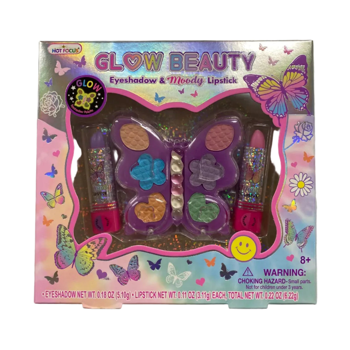 Hot Focus Glow Beauty Eyeshadow & Moody Lipstick Makeup Set - Butterfly