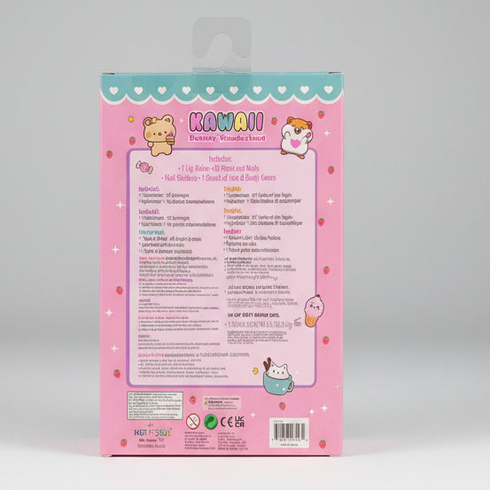Kawaii Beauty Wonderland 20 Press-On Nails Gift Set with Lip Balm, Stickers & Face Gems