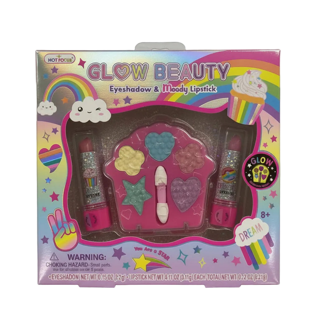 Hot Focus Glow Beauty Eyeshadow & Moody Lipstick Makeup Set - Cupcake