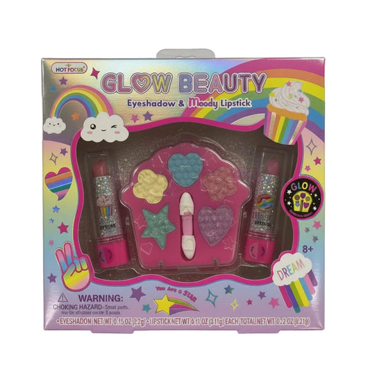 Hot Focus Glow Beauty Eyeshadow & Moody Lipstick Makeup Set - Cupcake