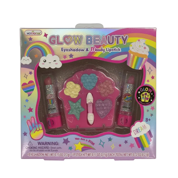 Hot Focus Glow Beauty Eyeshadow & Moody Lipstick Makeup Set - Cupcake