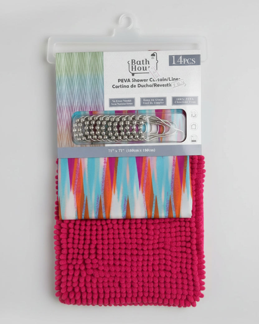 14-Piece Shower Curtain Set with Bath Mat
