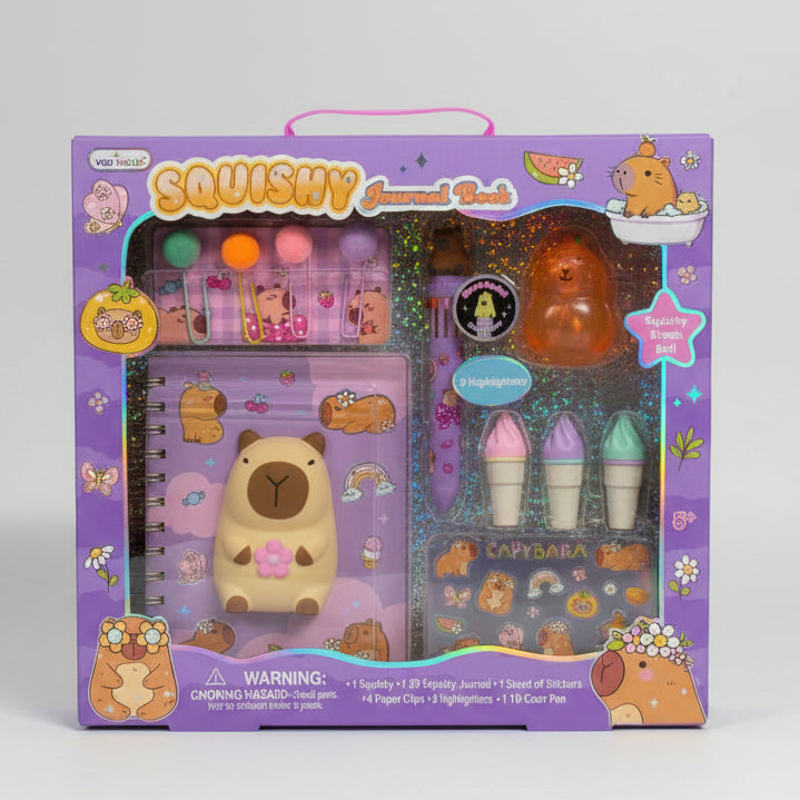 Capybara Squishy Journal Book Stationery Gift Set