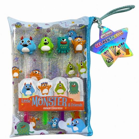 Little Monster & Friends Gel Pen & Sticky Note Tabs Stationery Gift Set