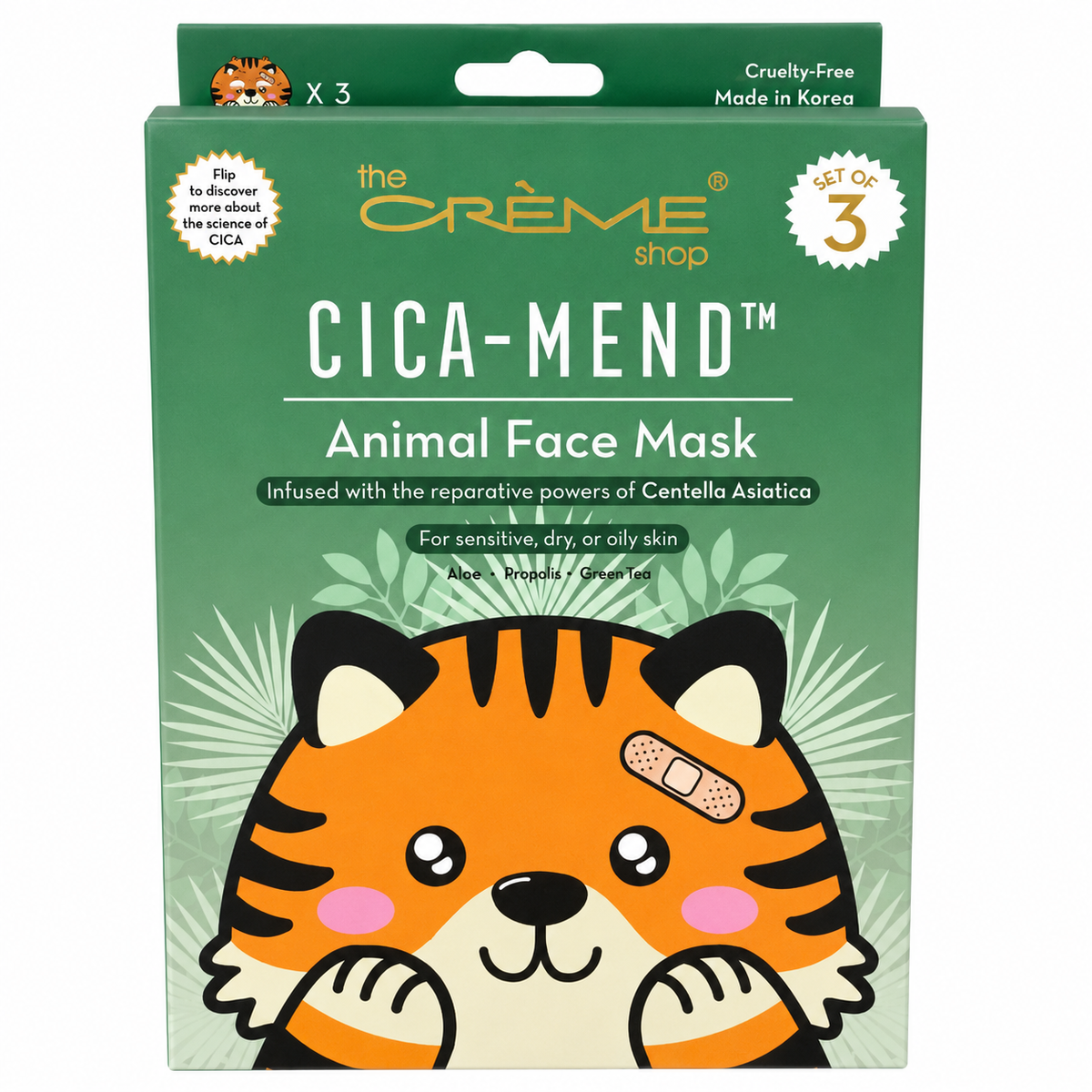 The Crème Shop CICA-MEND™ Mascarilla Facial de Animales – Set de 3 🐯✨