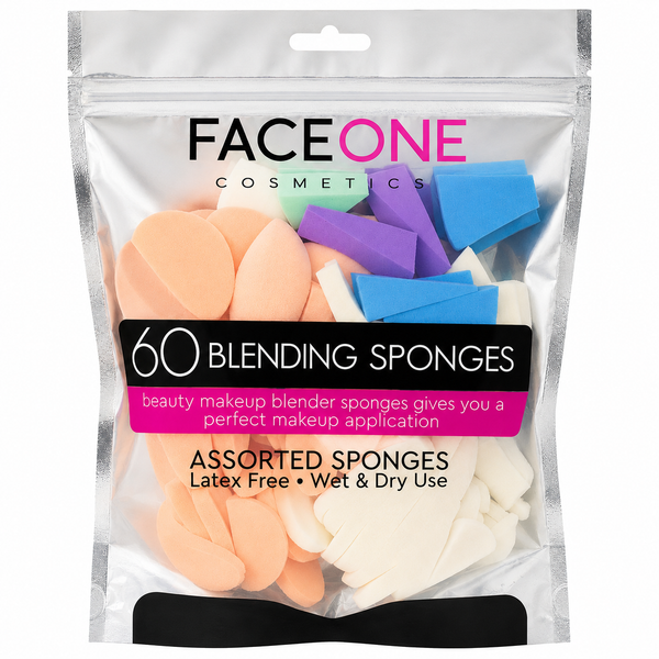 Face One Cosmetics 60-Piece Assorted Makeup Blender Sponge Set