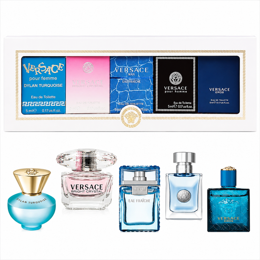Versace Mini Fragrance Gift Set – 5 Piece Unisex Collection (5 ml Each) (Original)