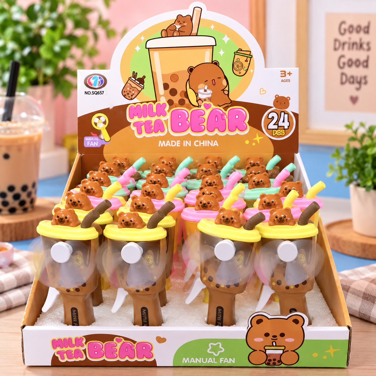 Milk Tea Bear Mini Hand Fan