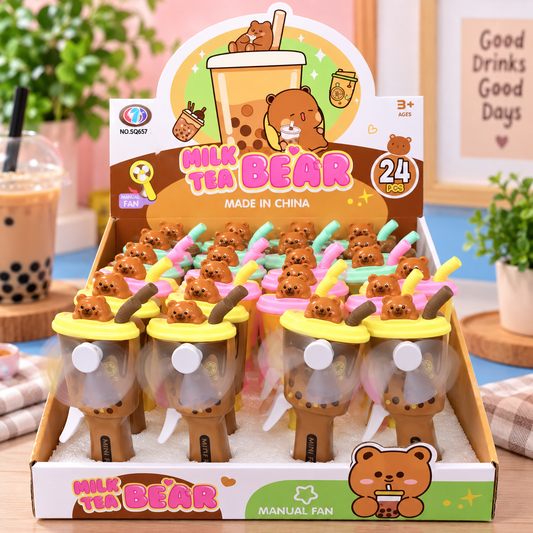 Milk Tea Bear Mini Hand Fan