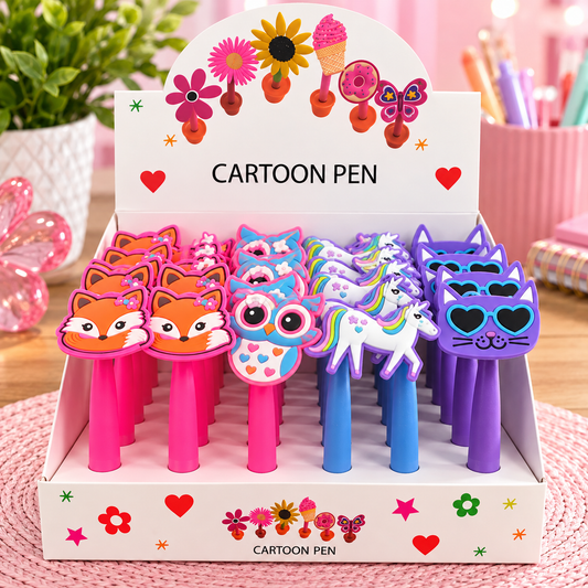 Cartoon Character Pens – Assorted Designs 🦊🦄🐱🦉