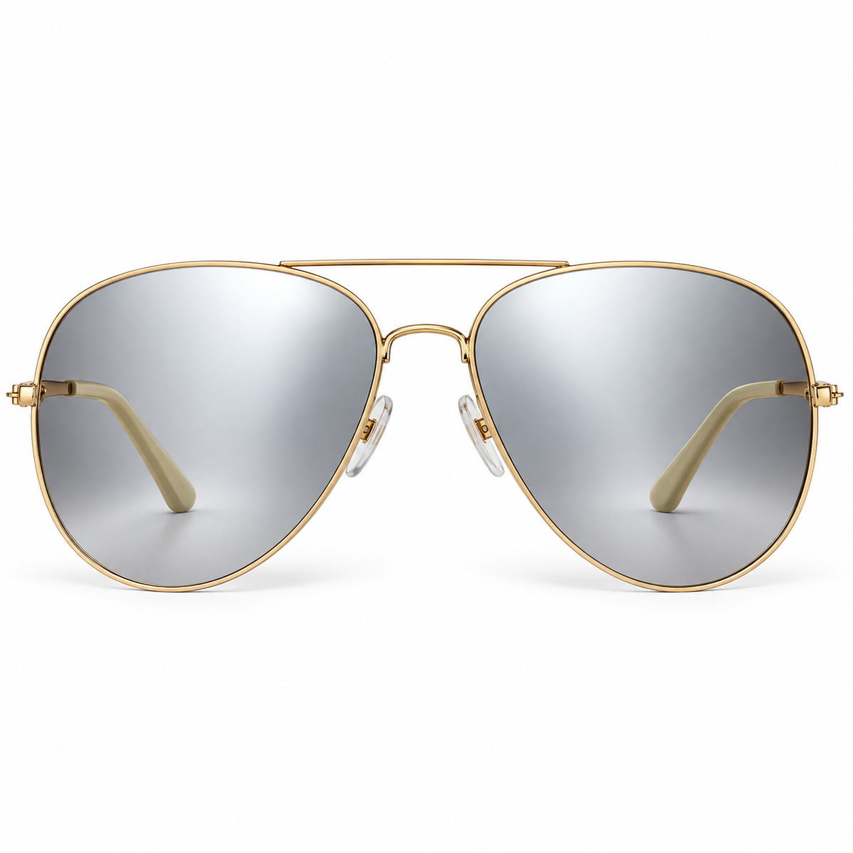 🕶️ Gold Aviator Sunglasses with Silver Mirrored Lenses-84007
