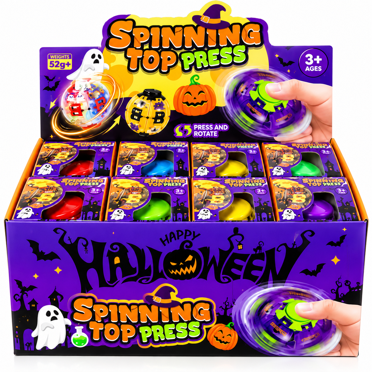 Halloween Spinning Top Press – Light-Up Fidget Toy