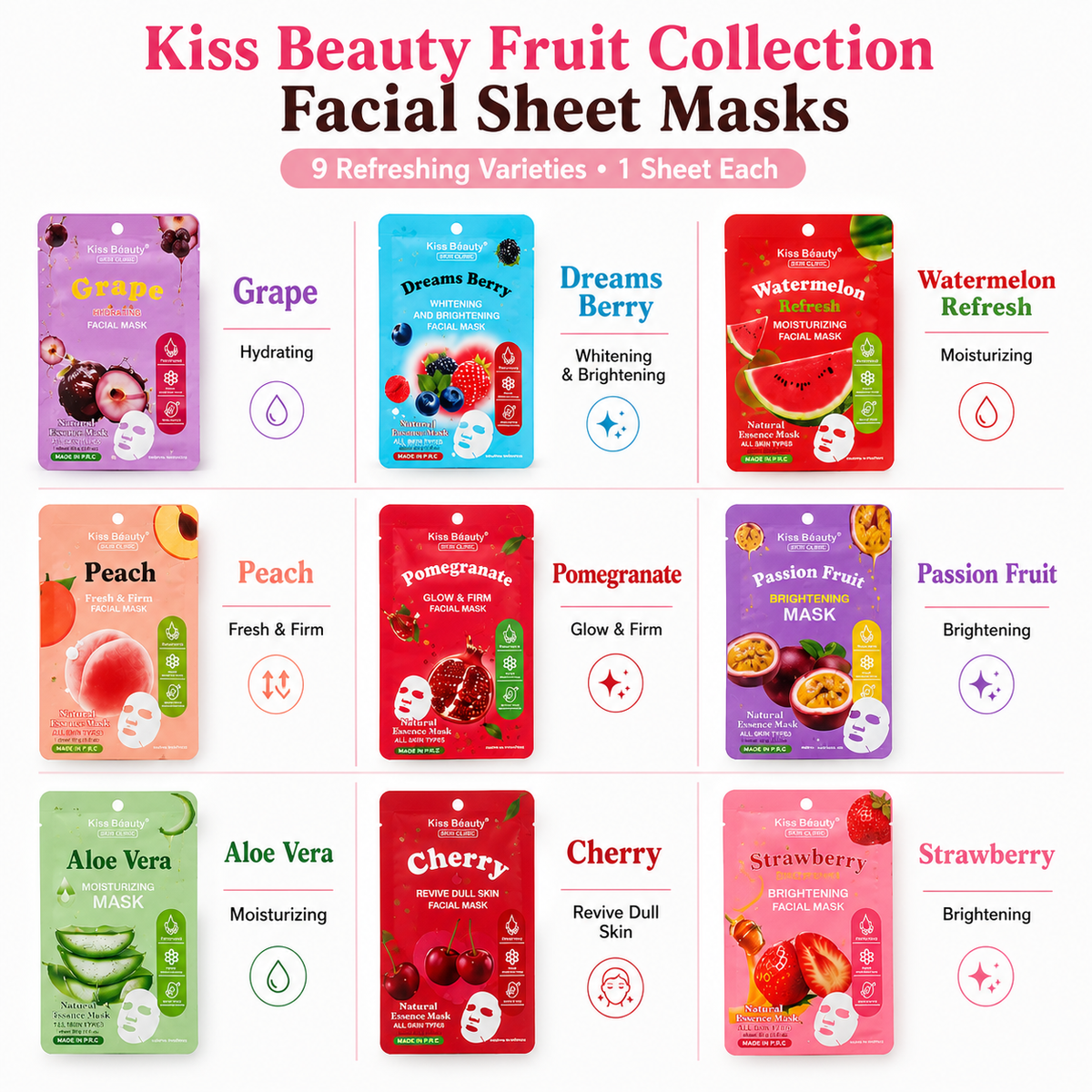Kiss Beauty Fruit Collection Facial Sheet Masks