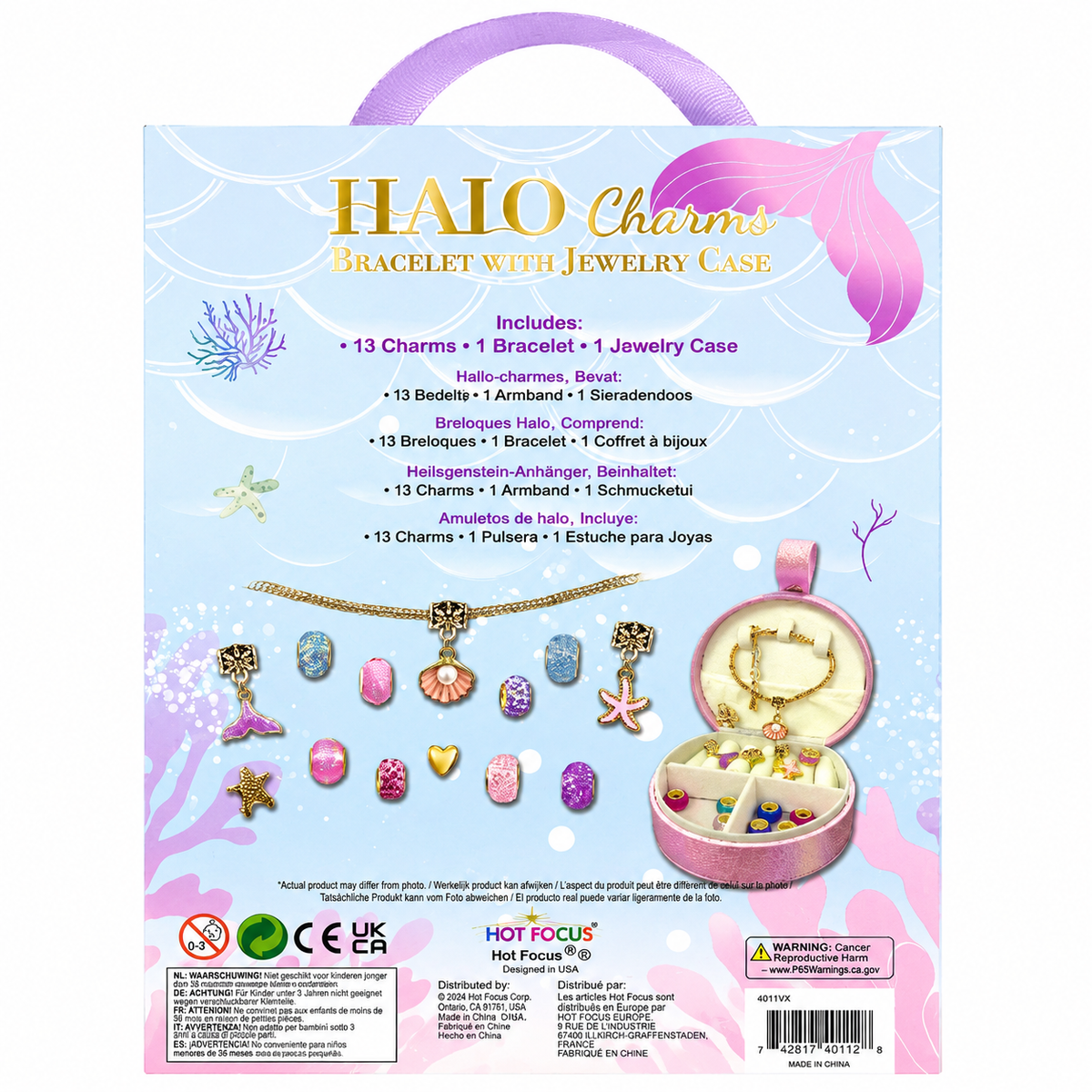 Hot Focus HALO Charms Bracelet with Jewelry Case Set