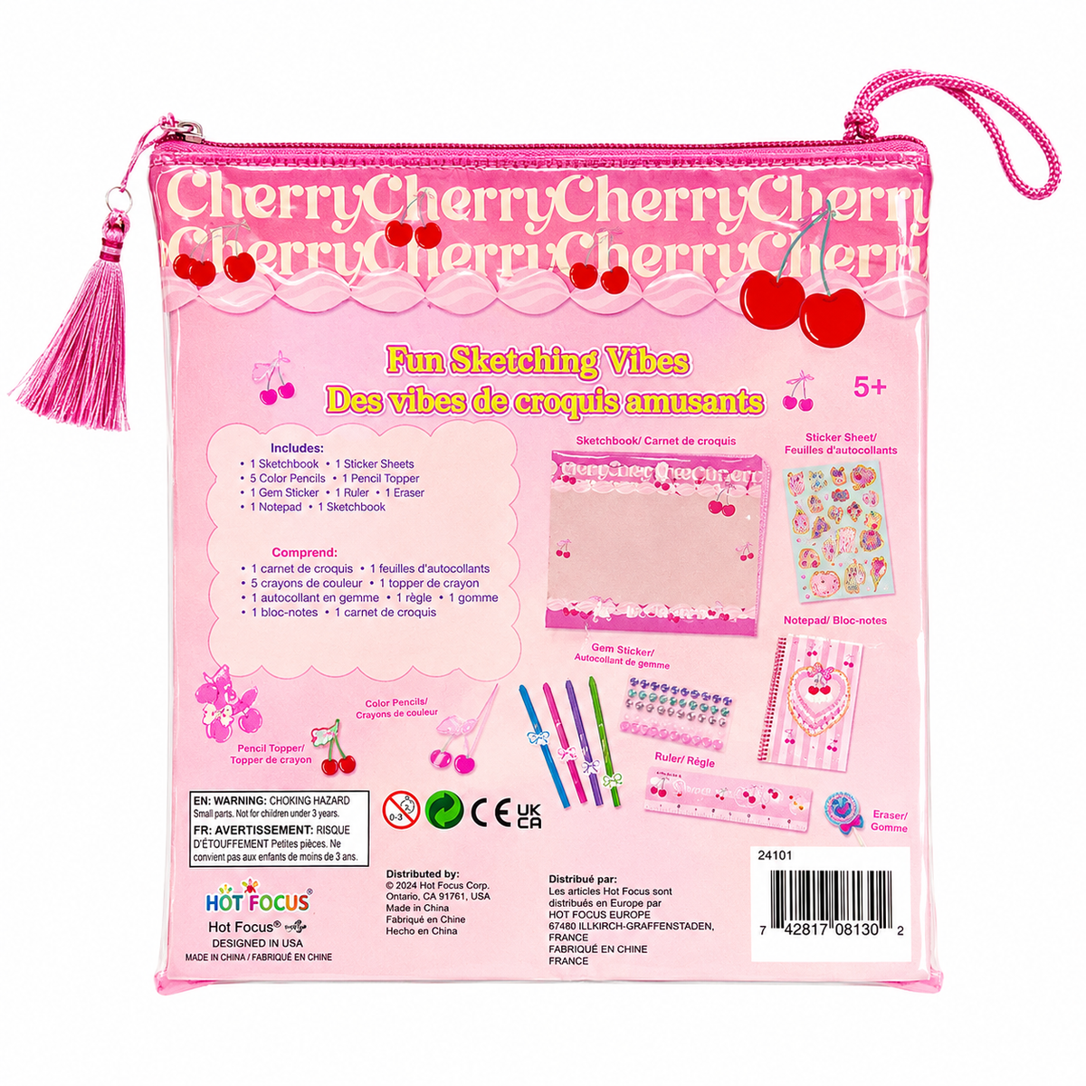 Cherry Stationery & Journaling Gift Set in Zipper Pouch