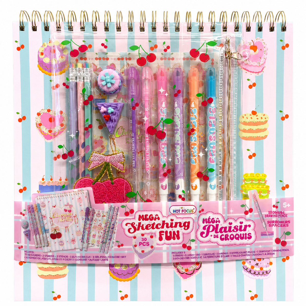 Hot Focus Cherry Mega Sketching Fun Deluxe Stationery Set – 30 Pieces