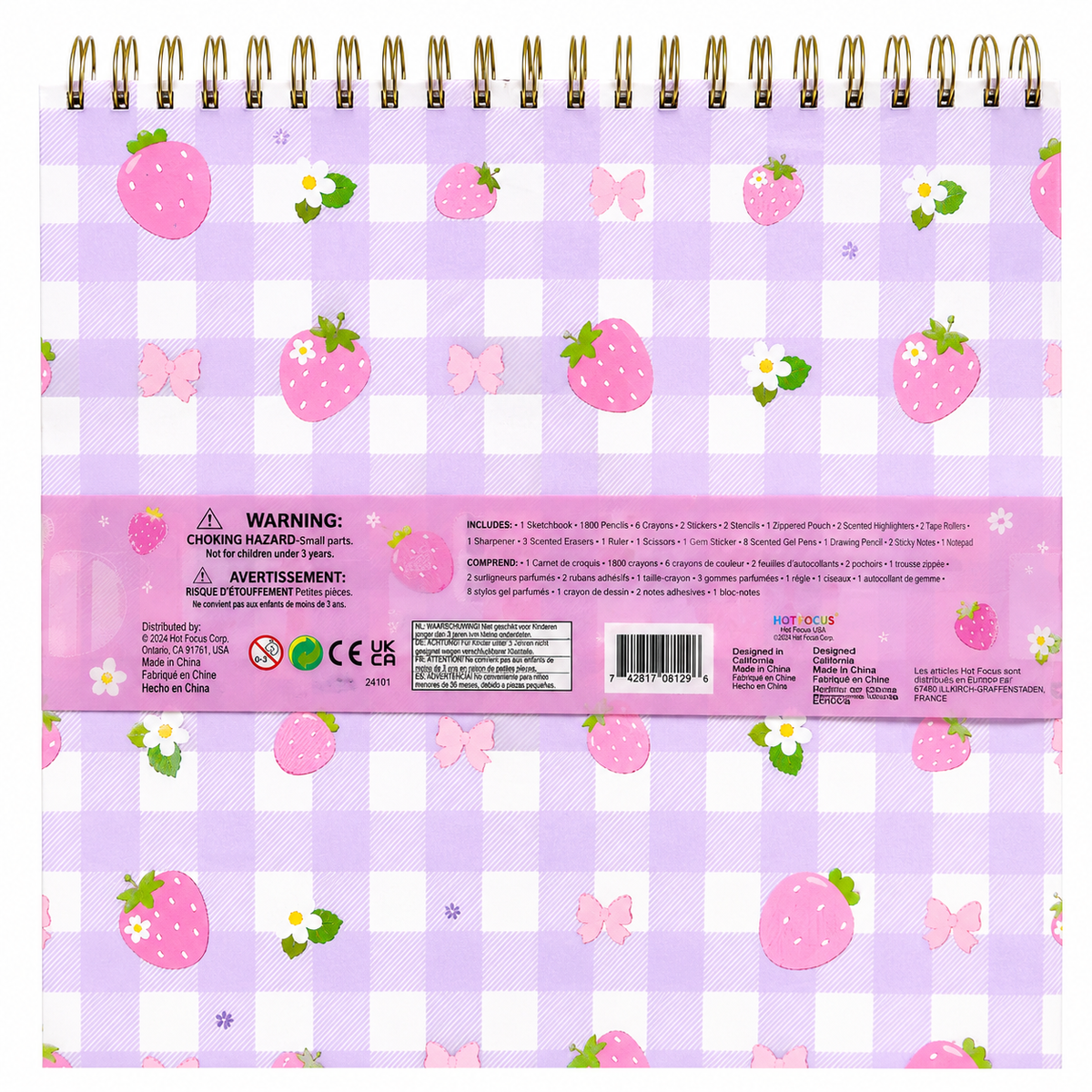Hot Focus Strawberry Mega Sketching Fun Deluxe Stationery Set – 30 Pieces