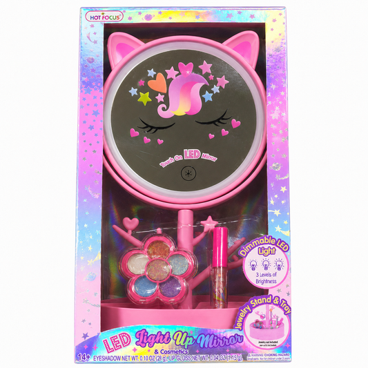 LED Light-Up Unicorn Vanity Mirror & Cosmetics Set