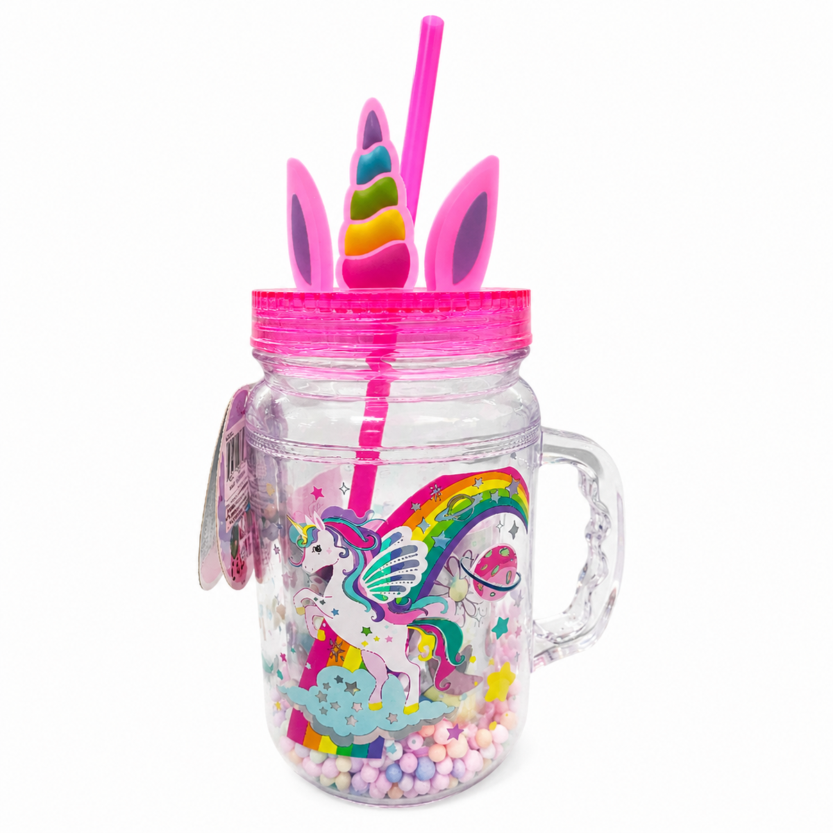 Glow in the Dark Unicorn Mason Jar with Straw – 19.3 fl oz (570 mL)
