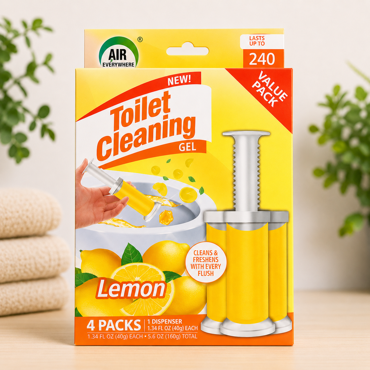 Air Fusion Toilet Cleaning Gel – 4-Pack Toilet Freshener & Cleaner