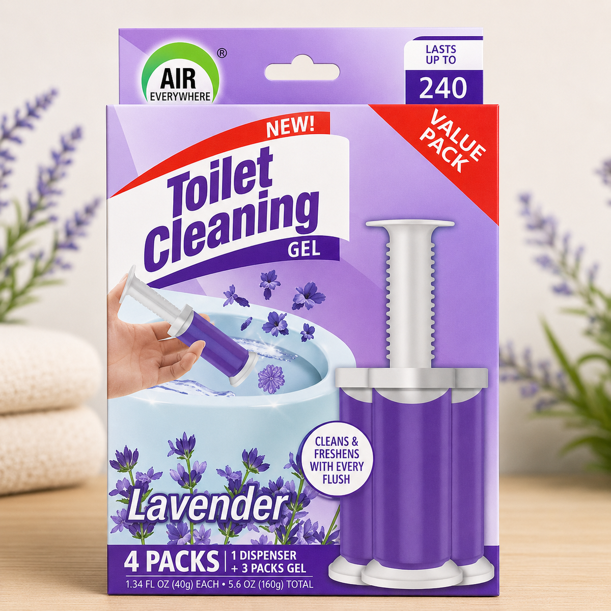 Air Fusion Toilet Cleaning Gel – 4-Pack Toilet Freshener & Cleaner