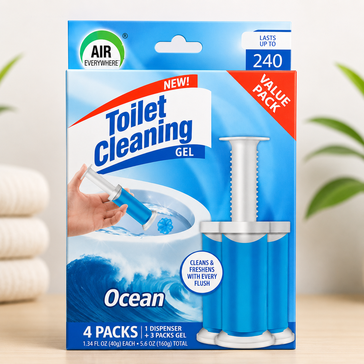 Air Fusion Toilet Cleaning Gel – 4-Pack Toilet Freshener & Cleaner