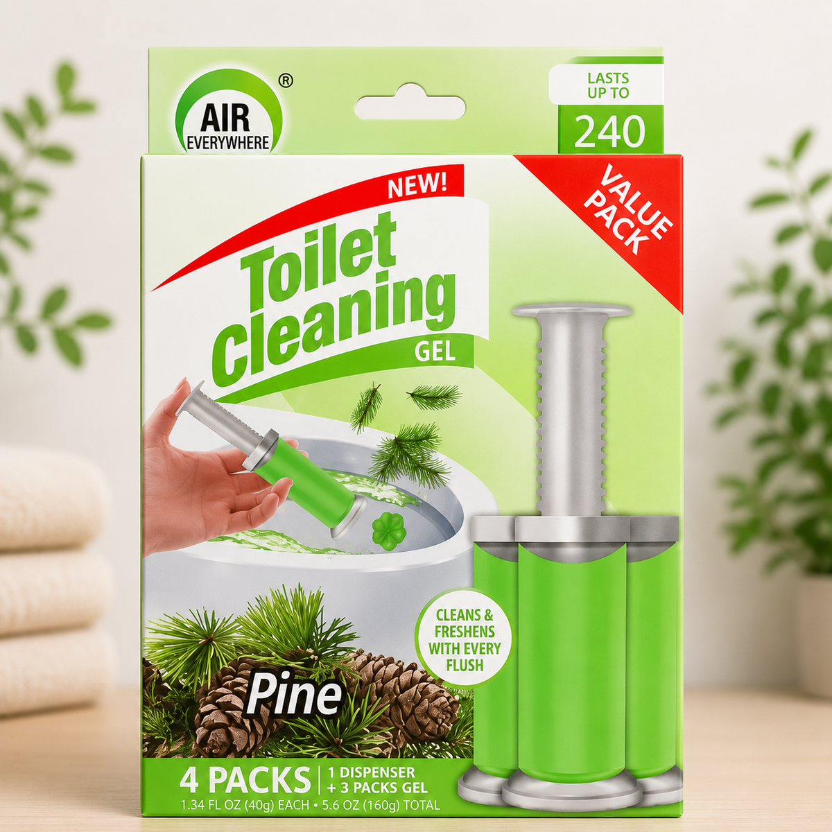 Air Fusion Toilet Cleaning Gel – 4-Pack Toilet Freshener & Cleaner