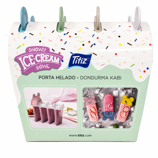 Titiz Snowy Ice Cream Popsicle Mold Set with Storage Case – 4 Cavity