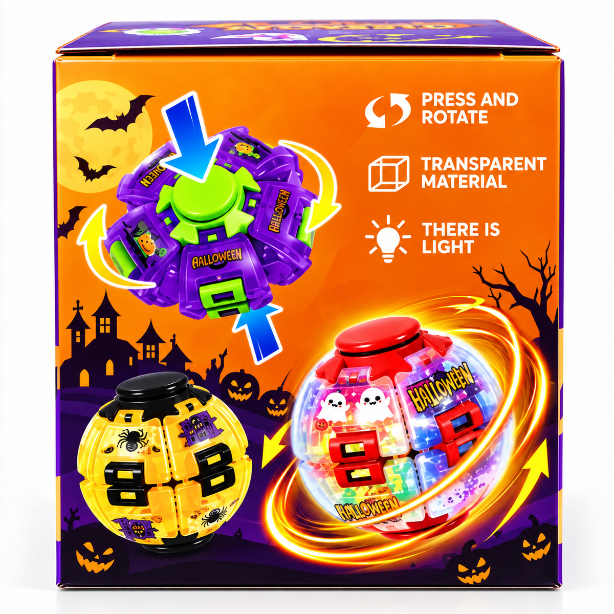 Halloween Spinning Top Press – Light-Up Fidget Toy