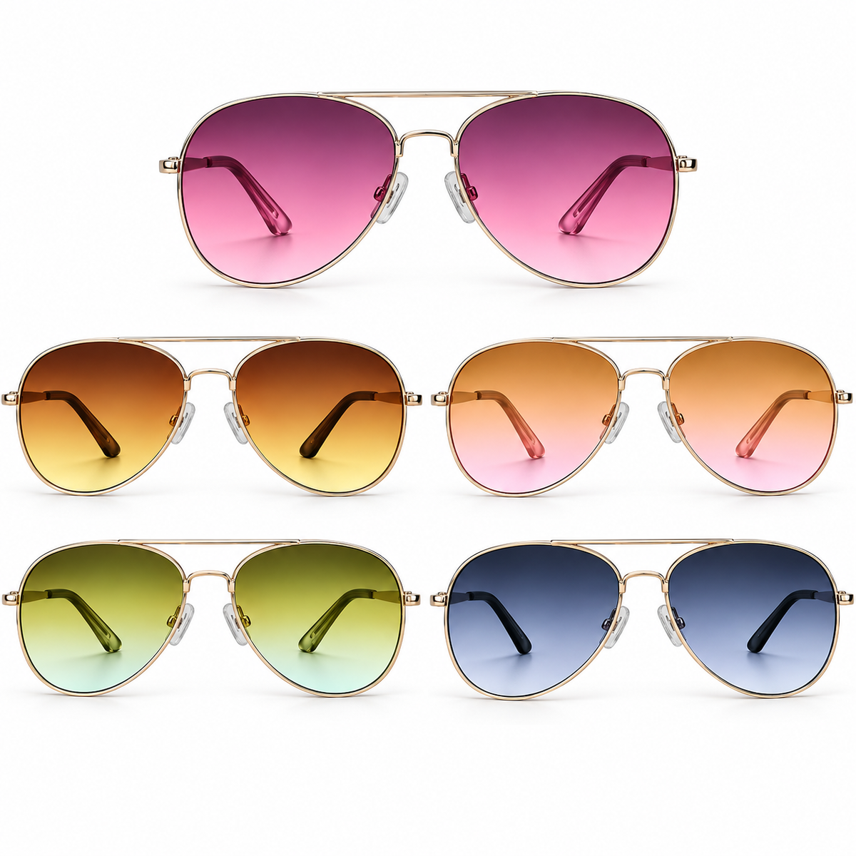 🕶️ Gold Aviator Gradient Sunglasses- A425t