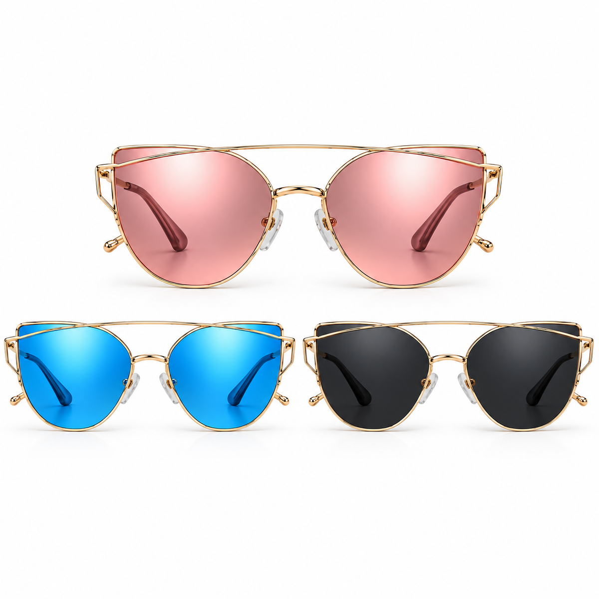 🖤 Gold Frame Cat-Eye Sunglasses –92011