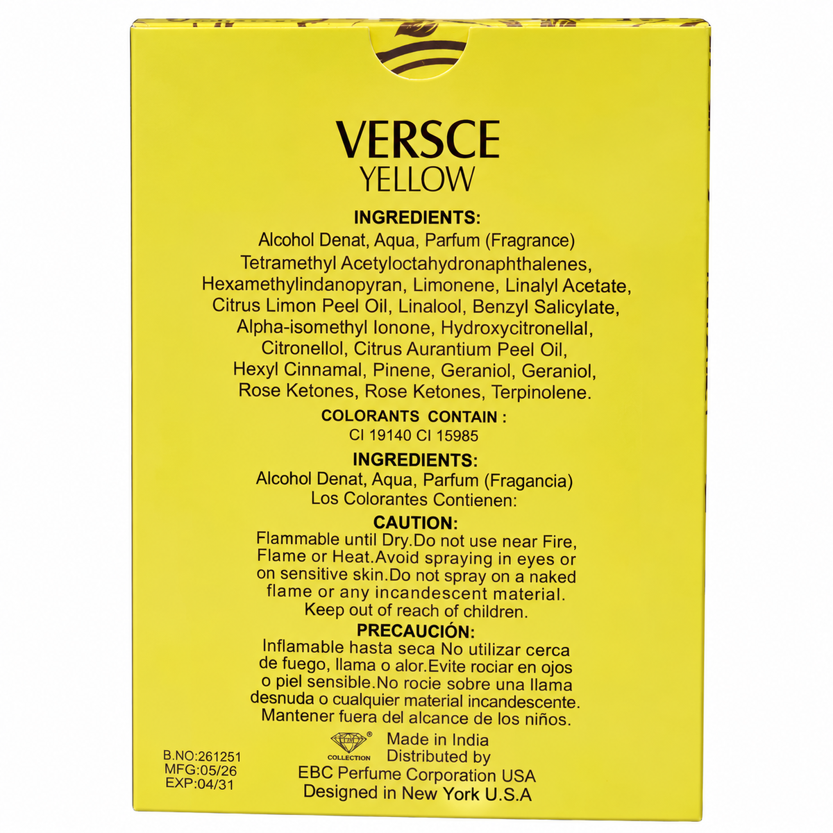 Versce Yellow – Eau de Parfum 100ml / 3.4 oz
