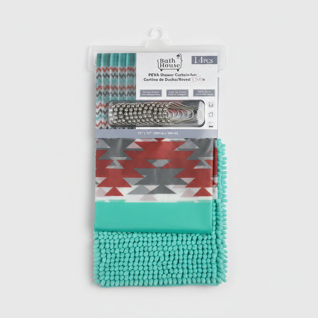 14-Piece Shower Curtain Set with Bath Mat