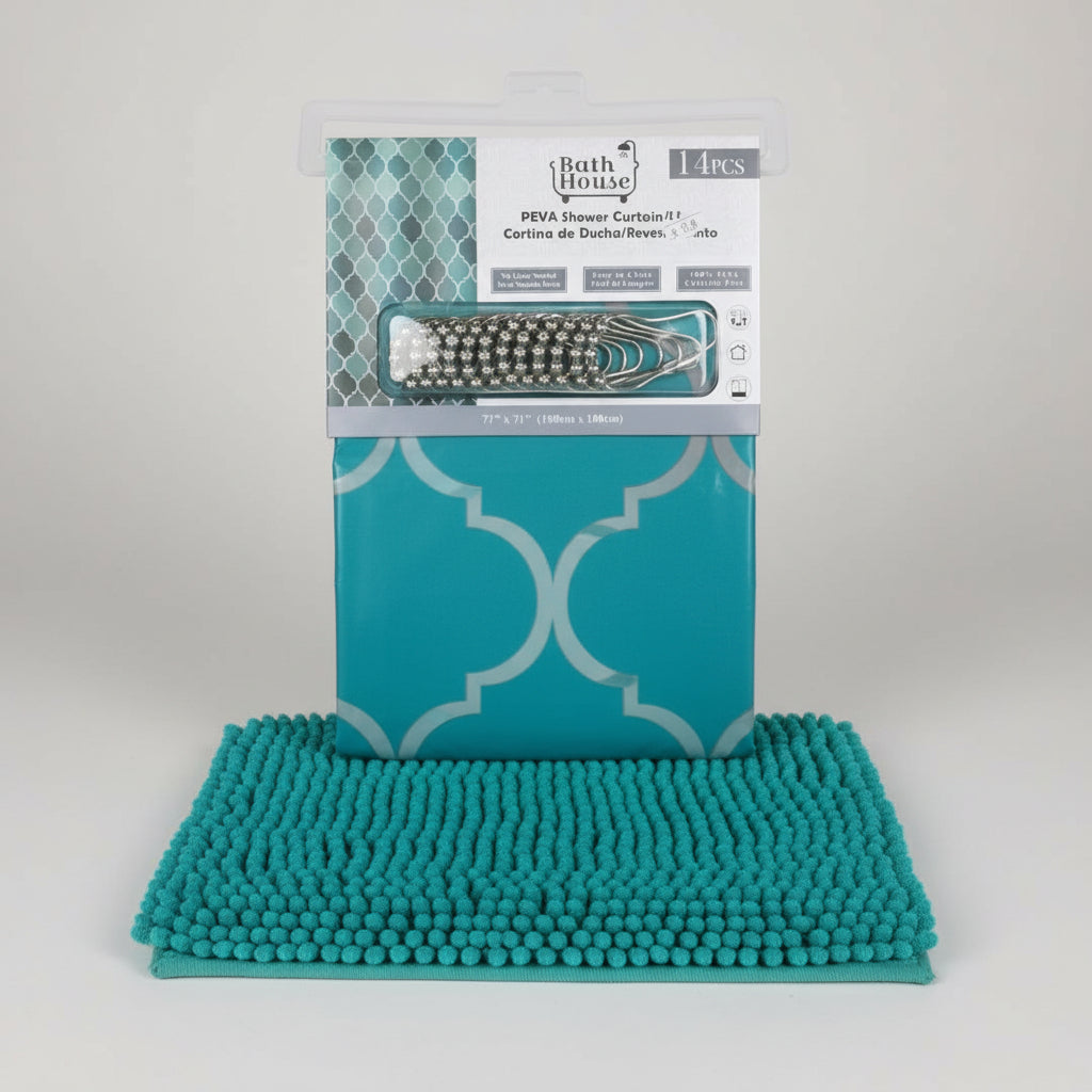 14-Piece Shower Curtain Set with Bath Mat