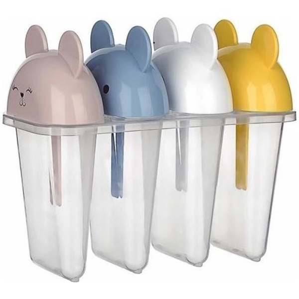 Titiz Snowy Ice Cream Popsicle Mold Set with Storage Case – 4 Cavity