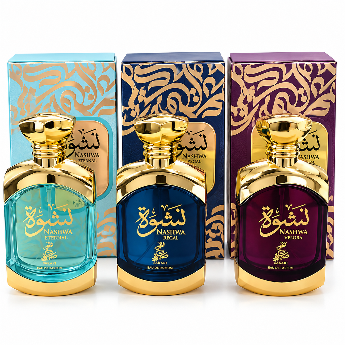 Sahari Nashwa Eau de Parfum Collection – Eternal, Regal & Velora