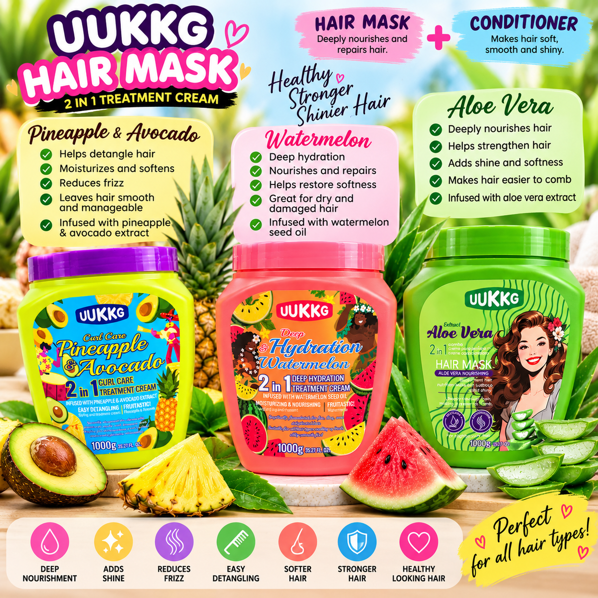 2-in-1 Hair Mask & Conditioning Treatment – 1000g | 3 Varieties