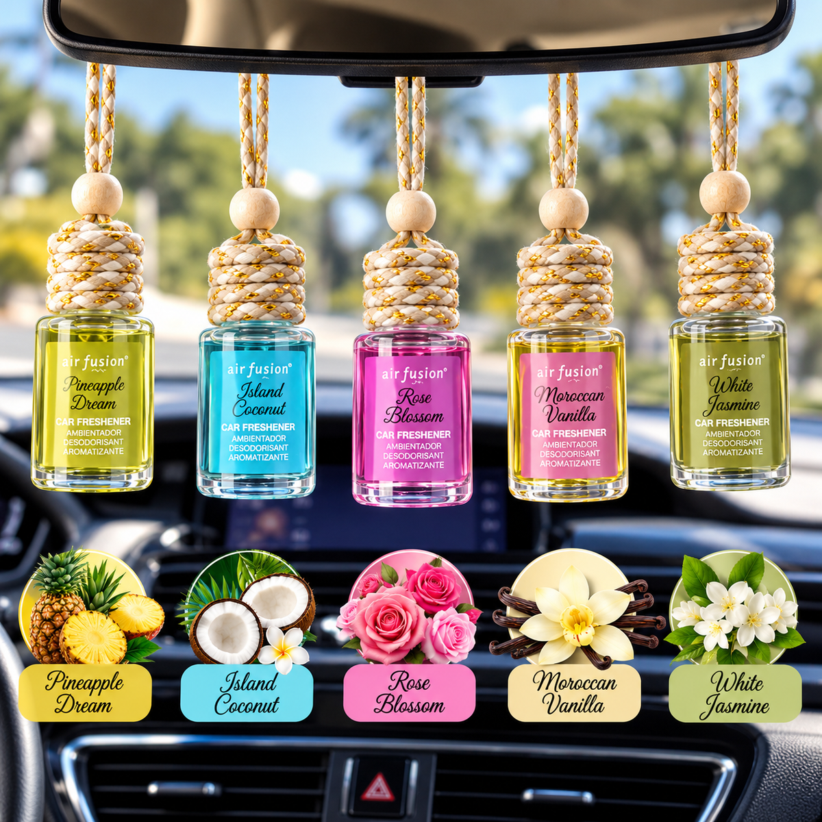 Air Fusion Hanging Car Air Freshener – 8ml | 5 Fragrances