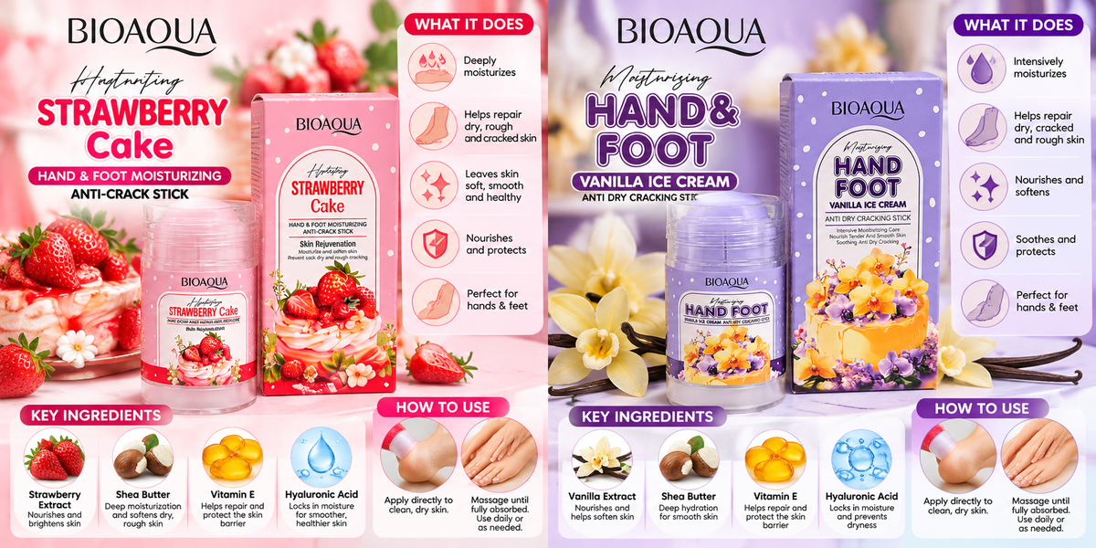 BIOAQUA Strawberry Cake Hand & Foot Moisturizing Anti-Crack Stick – Hydrating Skin Care Balm